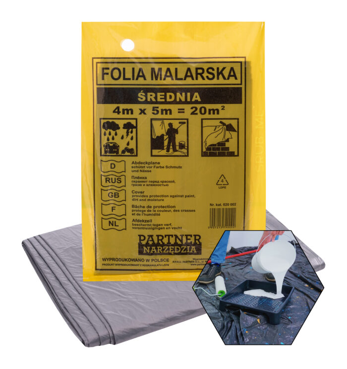 FOLIA MALARSKA BUDOWLANA  4x5M ŚREDNIA OCHRONNA - obrazek 1