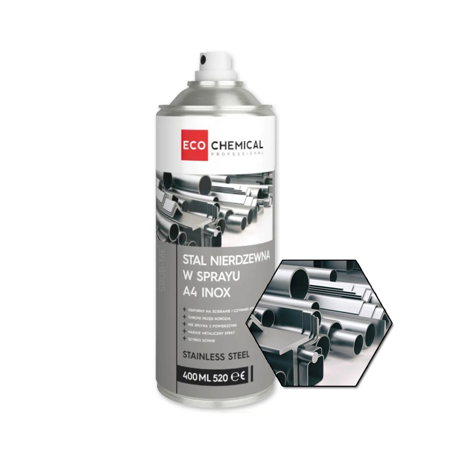 nierdzewka STAL NIERDZEWNA W SPRAYU AEROZOLU DO OCHRONY SPAWÓW INOX 400ml ECOCHEMICAL - obrazek 1