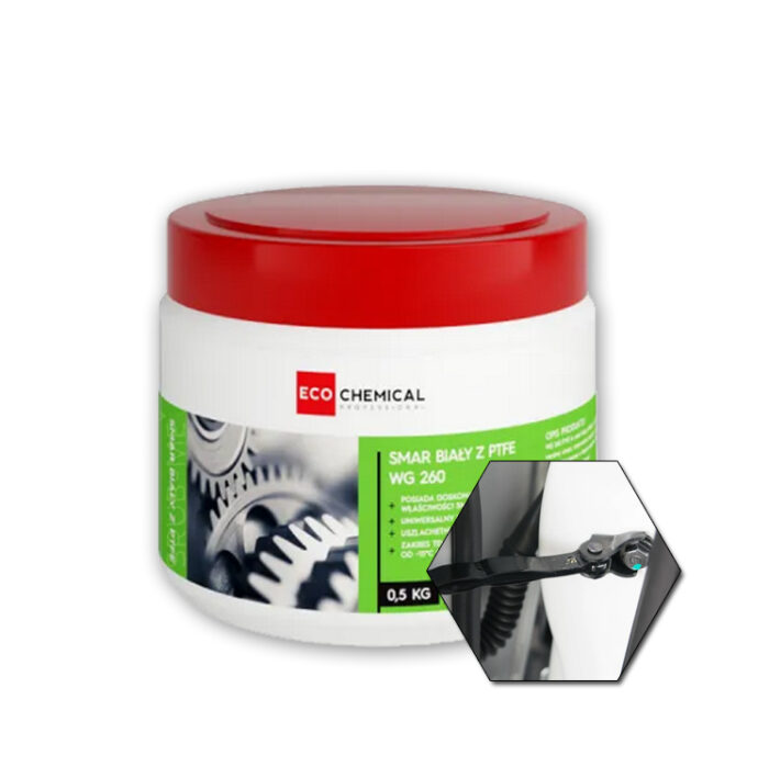 SMAR BIAŁY DO ZAWIASÓW UNIWERSALNY LITOWY Z TEFLONEM PTFE 0,5kg ECOCHEMICAL - obrazek 1