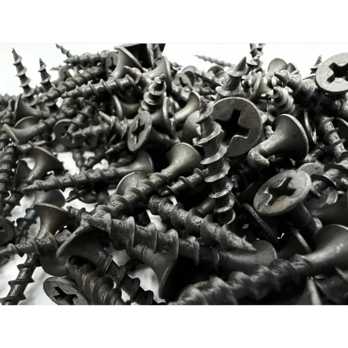 Wkręty do drewna czarne fosfatowane 3,5 × 35 mm – zbliżenie