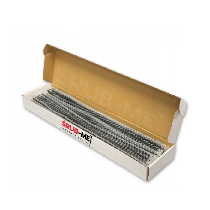 Zbliżenie na wkręty na taśmie do płyt GK 3,5x25 mm – do mocowania do metalu w pudełku