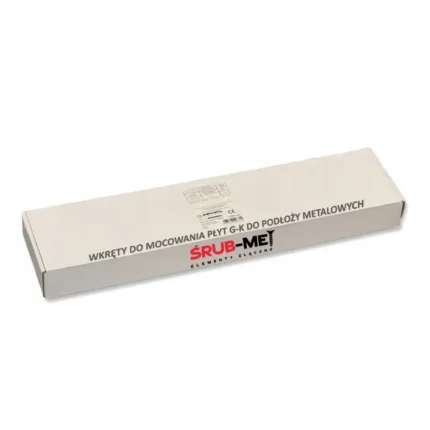 Zbliżenie na wkręty na taśmie do płyt GK 3,5x25 mm – do mocowania do metalu w zamkniętym opakowaniu