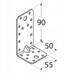 KĄTOWNIK ŁĄCZNIK CIESIELSKI 90x50x55x2,5 – 10 szt. - obrazek 2