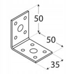 KĄTOWNIK MONTAŻOWY CIESIELSKI KL1 – 50 × 50 × 35 mm, Grubość 2mm - 50szt. - obrazek 2