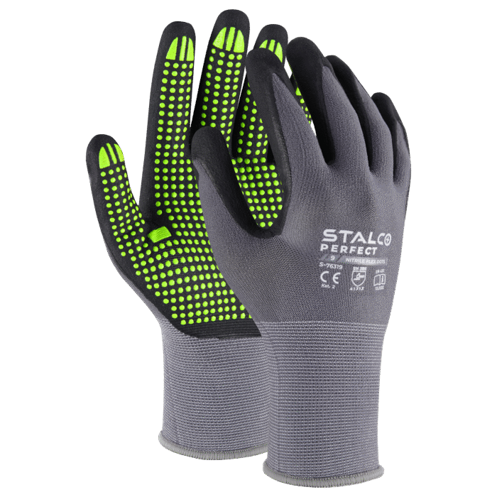 RĘKAWICE NYLONOWE ROBOCZE NITRILE FLEX DOTS STALCO PERFECT - obrazek 3